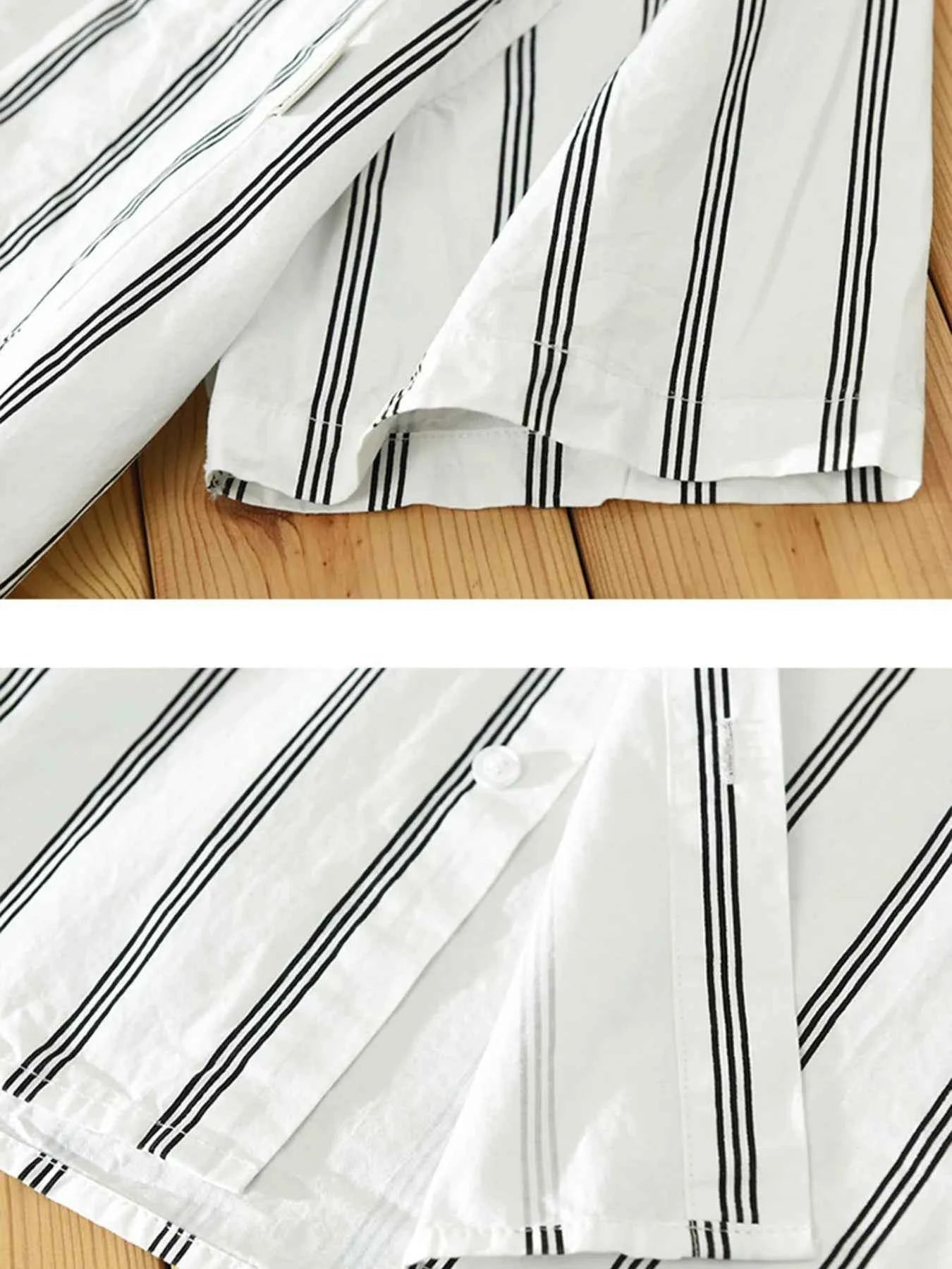 Men's Plus Size Classic Striped Short Sleeve Button-Up Shirt
