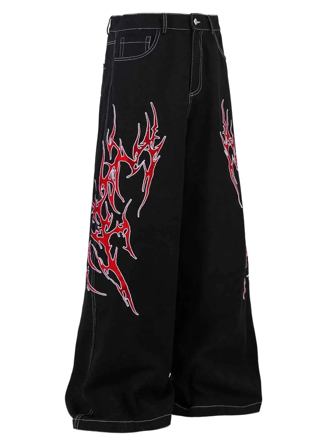 Men's Lightning Pattern Wide leg Jeans