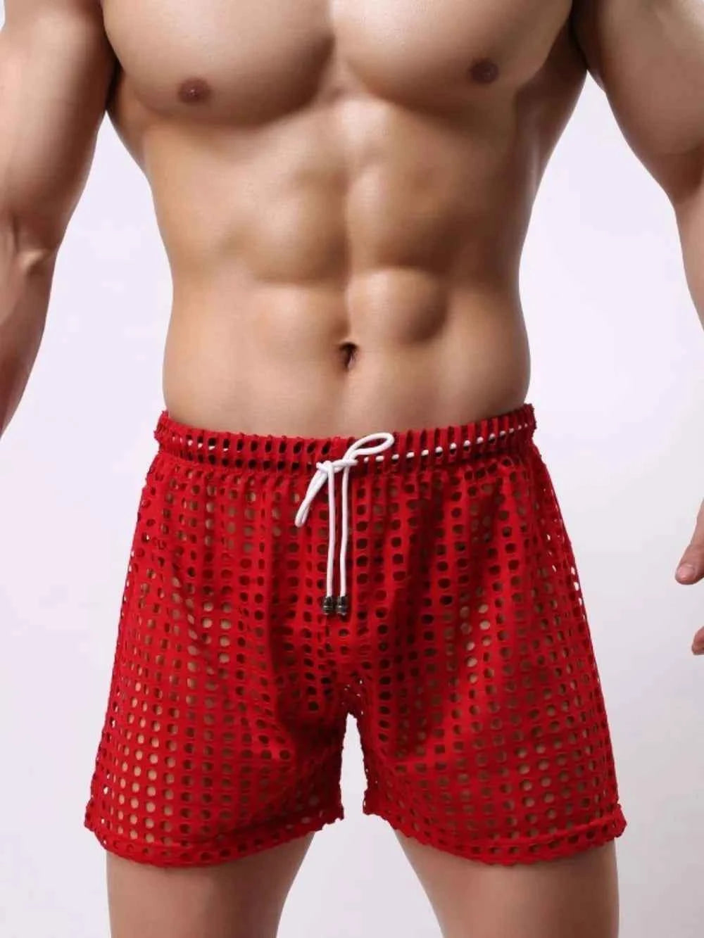 Men's Openwork Drawstring Shorts