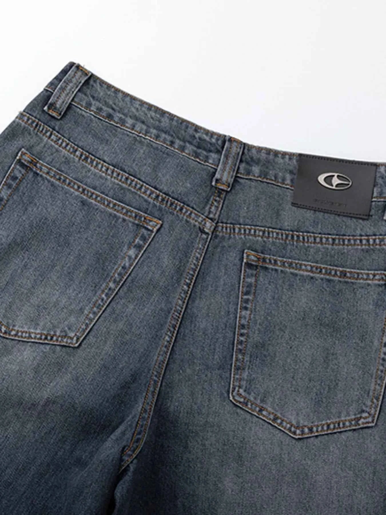 Men's Vintage Washed Gradient Wide-Leg Baggy Jeans