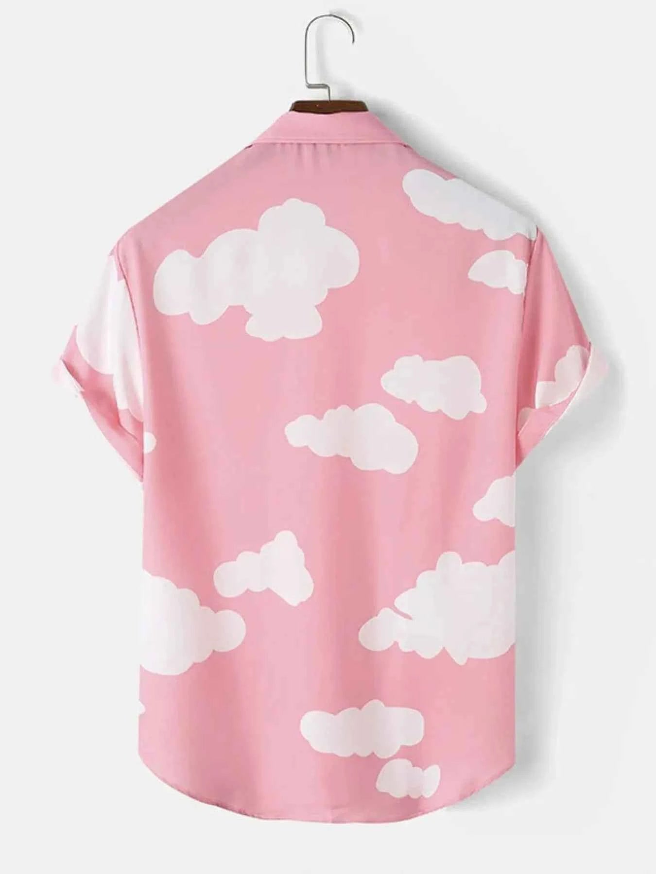Men's Full Size Printed Button Up Short Sleeve Shirt Plus Size