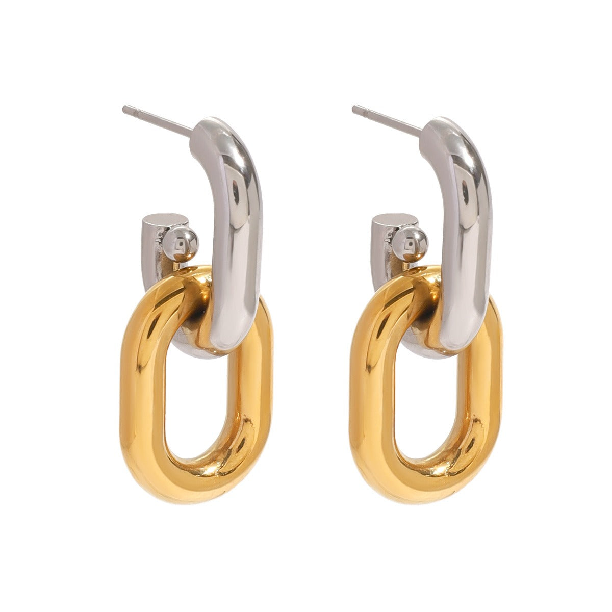 18K Gold-Plated Oval Gold & Silver Earrings - Damned Threads
