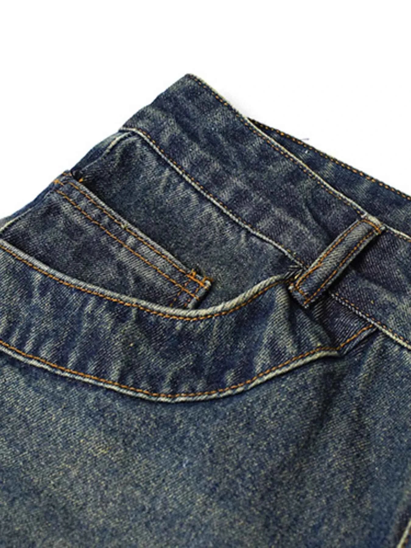 Men's Frayed Hem Loose Fit Jeans