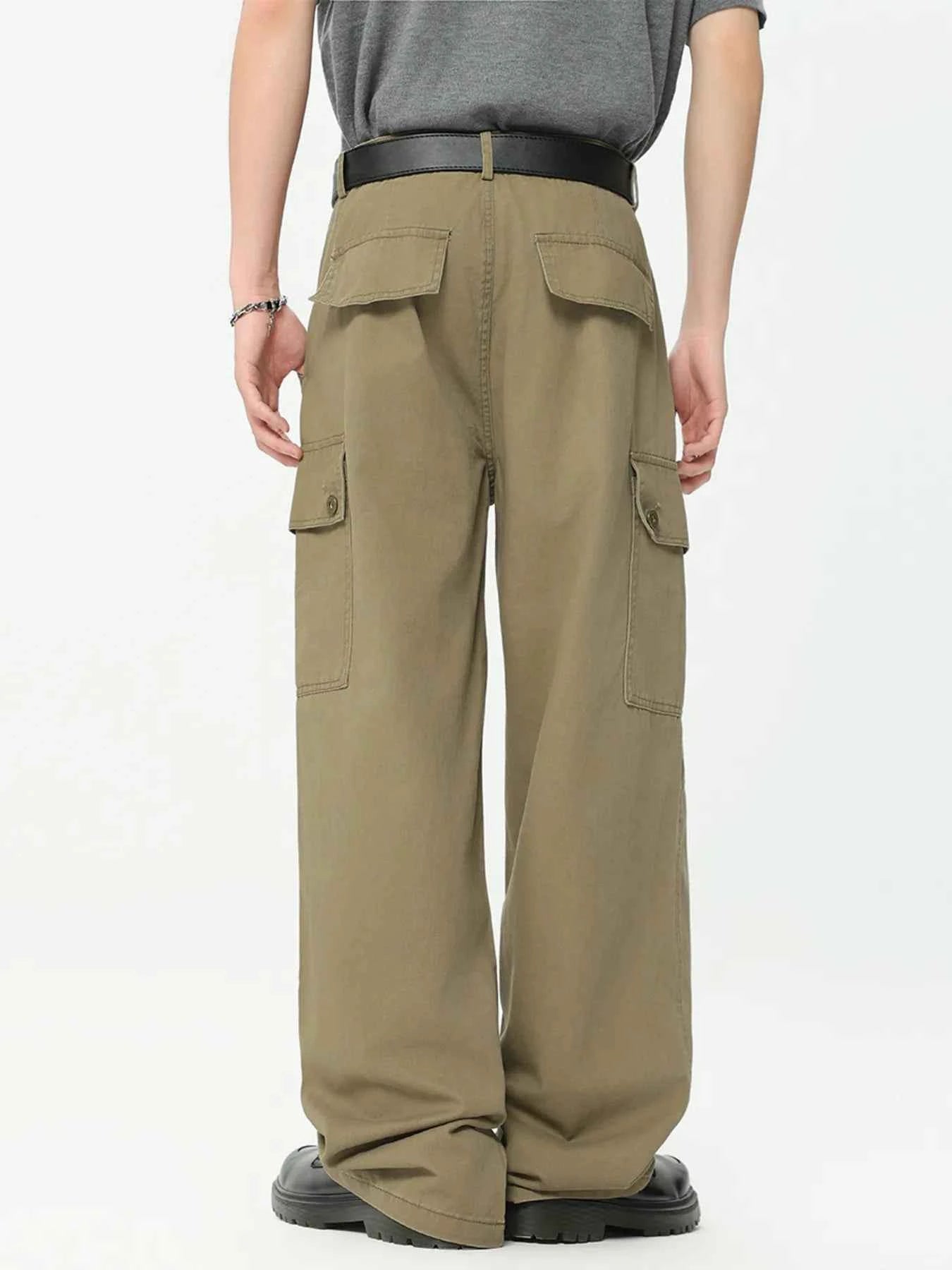 Men's Wide Leg Cargo Pants with Side Pockets