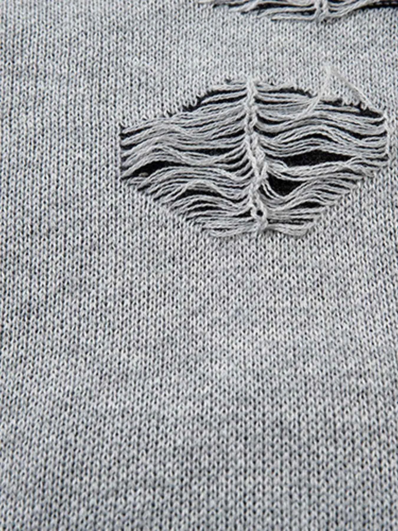 Men's Distressed Chain Detail Oversized Sweater