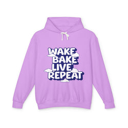 WAKE BAKE LIVE REPEAT - Unisex Lightweight Hooded Sweatshirt - Damned Threads