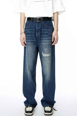 Men's Distressed Applique Straight Jeans - Damned Threads