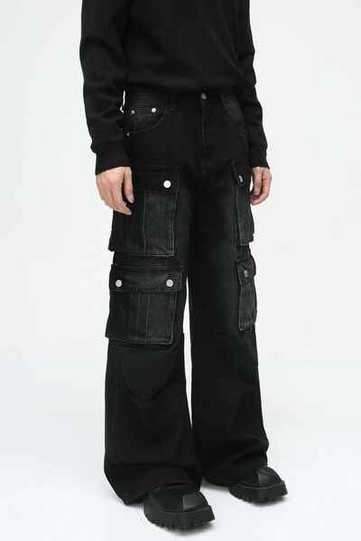 Multi-Pocket Cargo Wide-Leg Jeans - Damned Threads