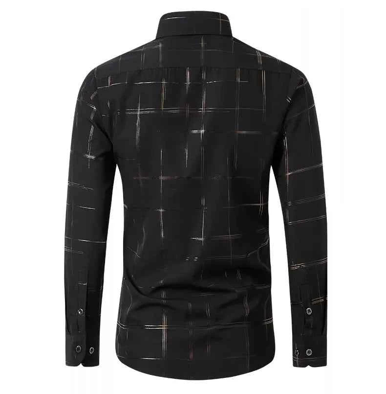Men's Geometric Pattern Long Sleeve Button-Down Shirt
