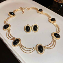 Alloy Oval Gemstone Necklace - Damned Threads