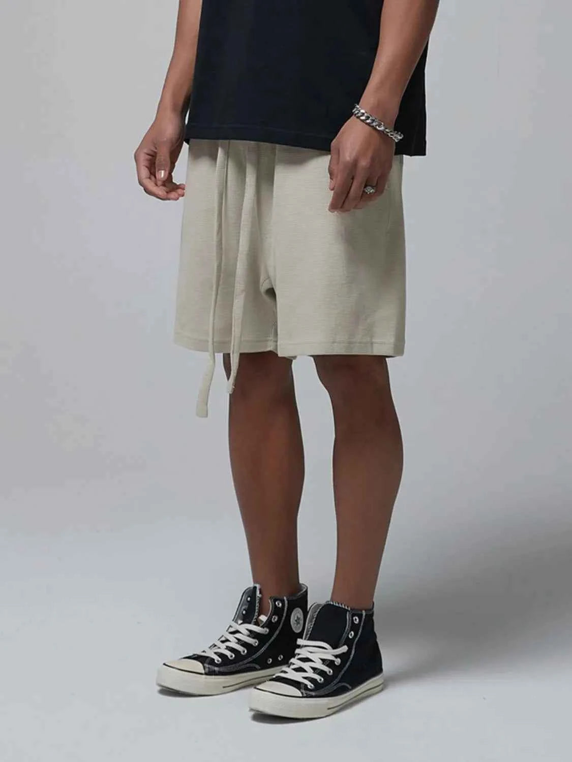 Men's Drawstring Waffle Shorts with Pockets