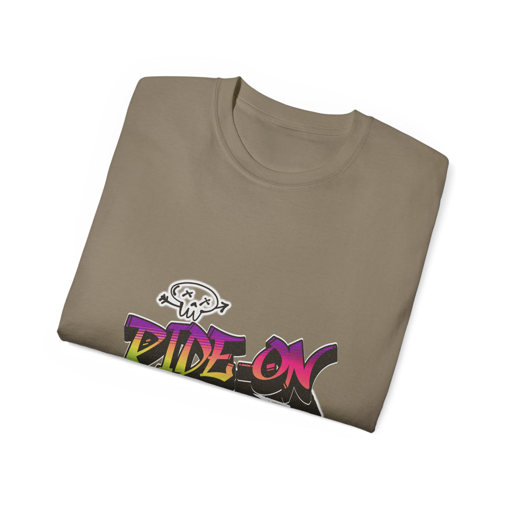 Ride-On - Unisex Cotton Tee (Front) - Damned Threads