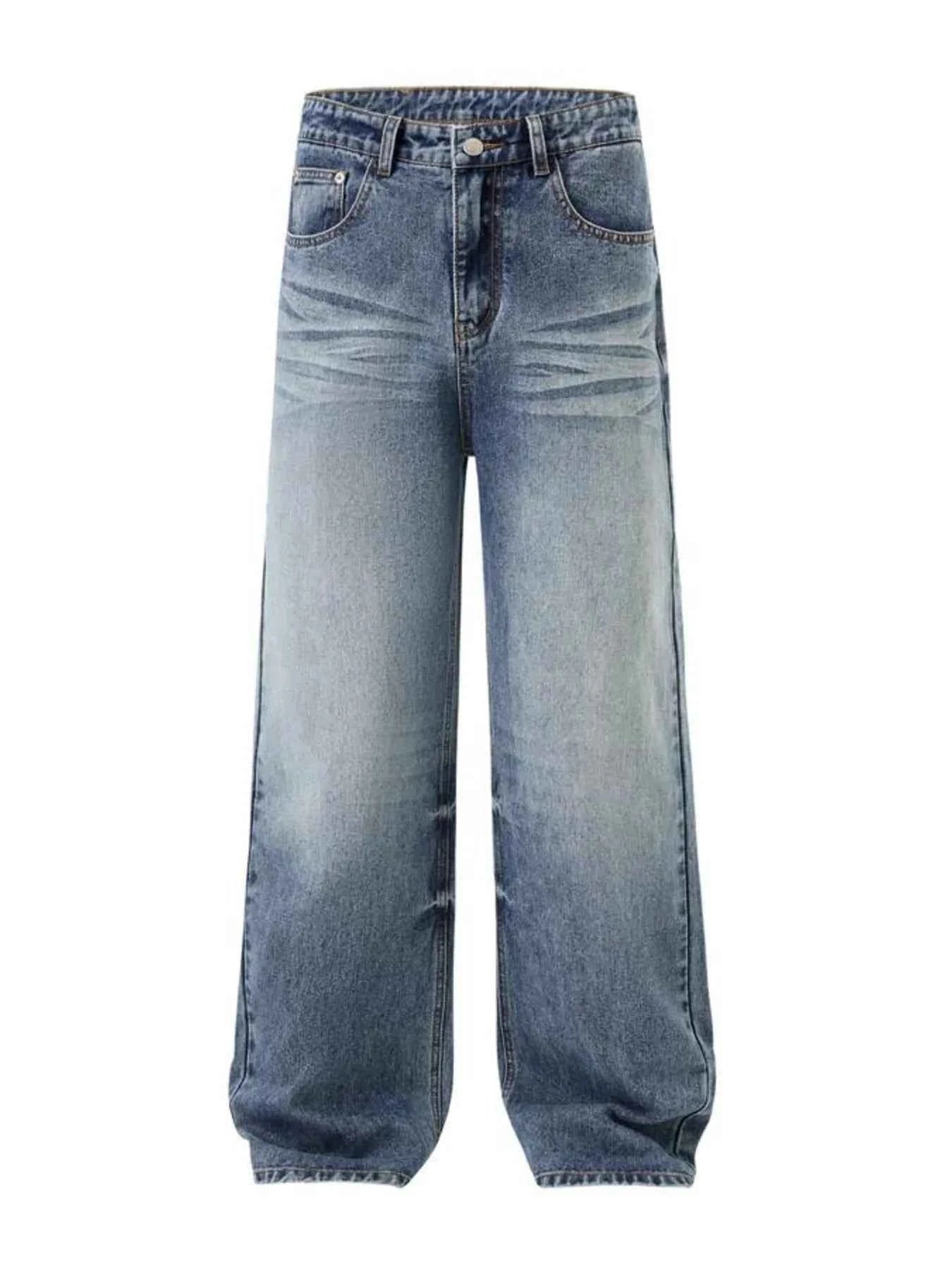 Men's Wash Wide Leg High-Rise Jeans