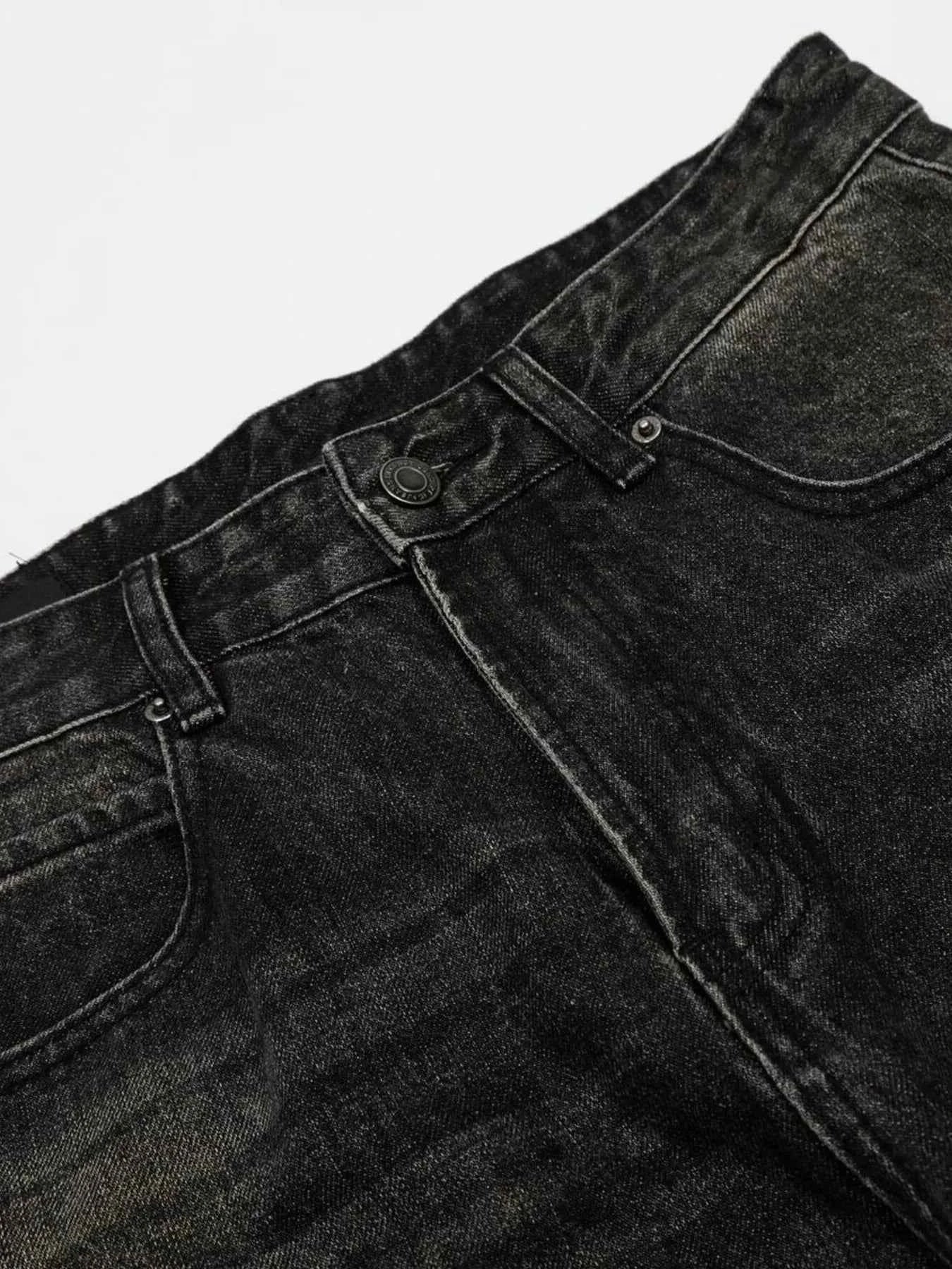 Men's Distressed Washed Straight Jeans