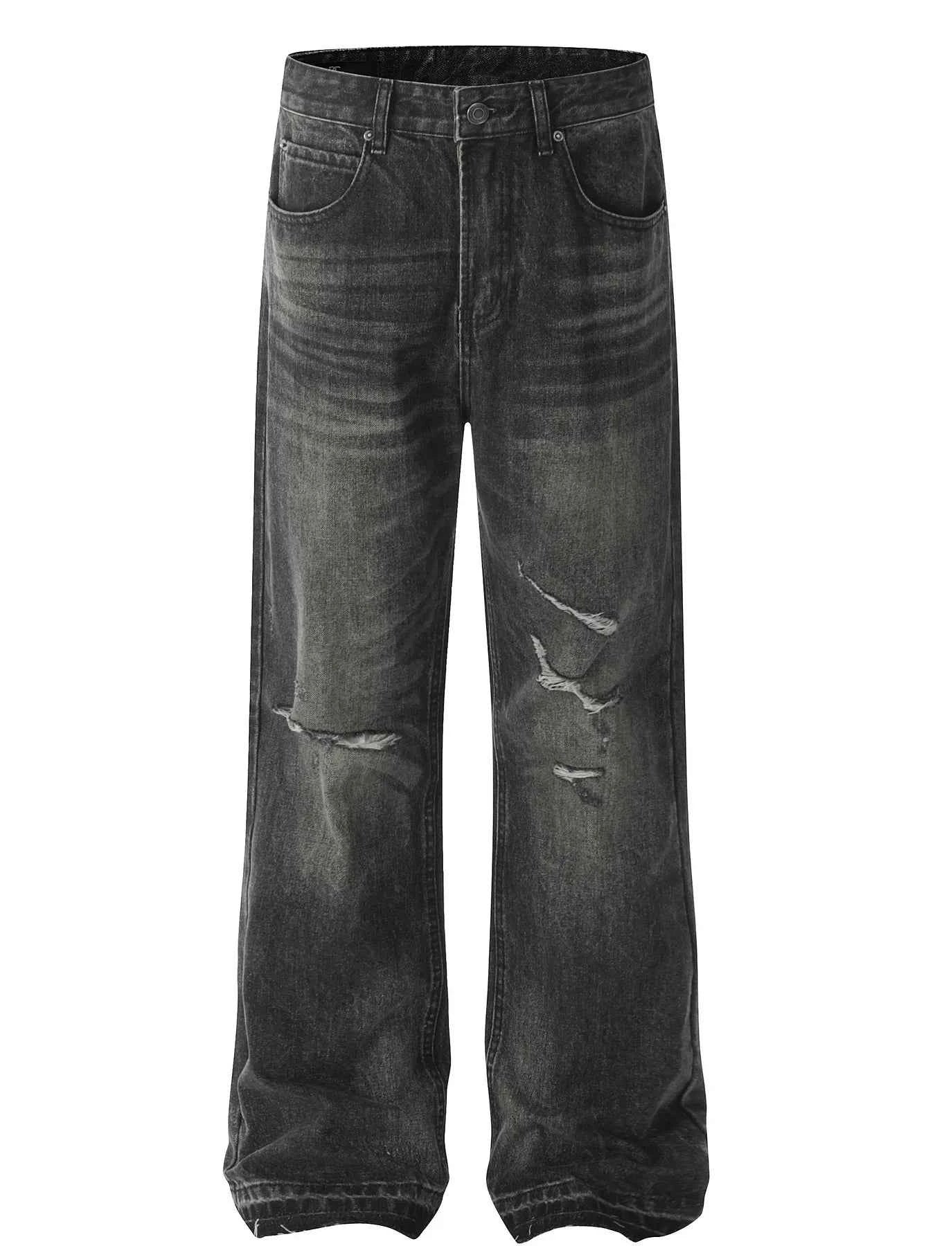 Men's Distressed Washed Straight Jeans