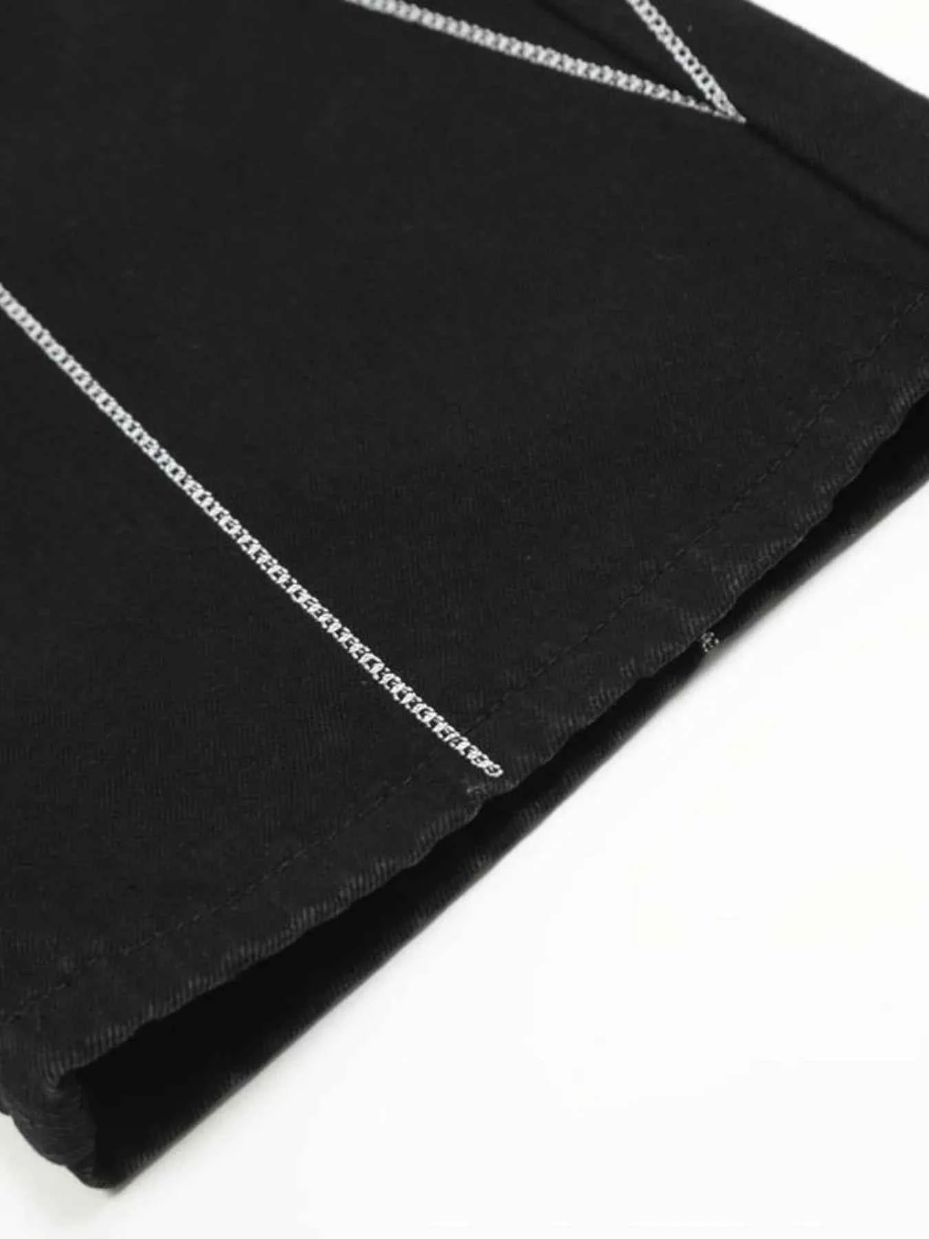 Men's Spider Web Embroidered Flared Jeans