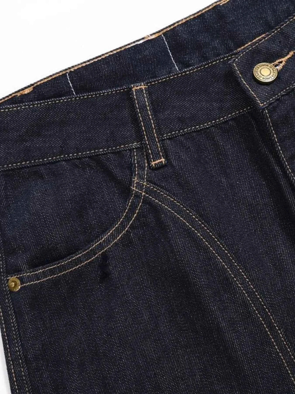 Men's Wide Leg Contrast Stitch Jeans