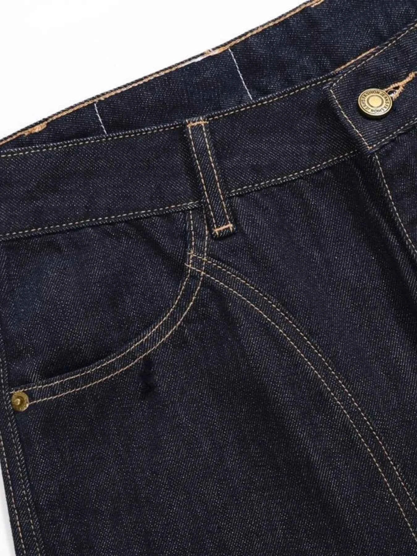Men's Wide Leg Contrast Stitch Jeans