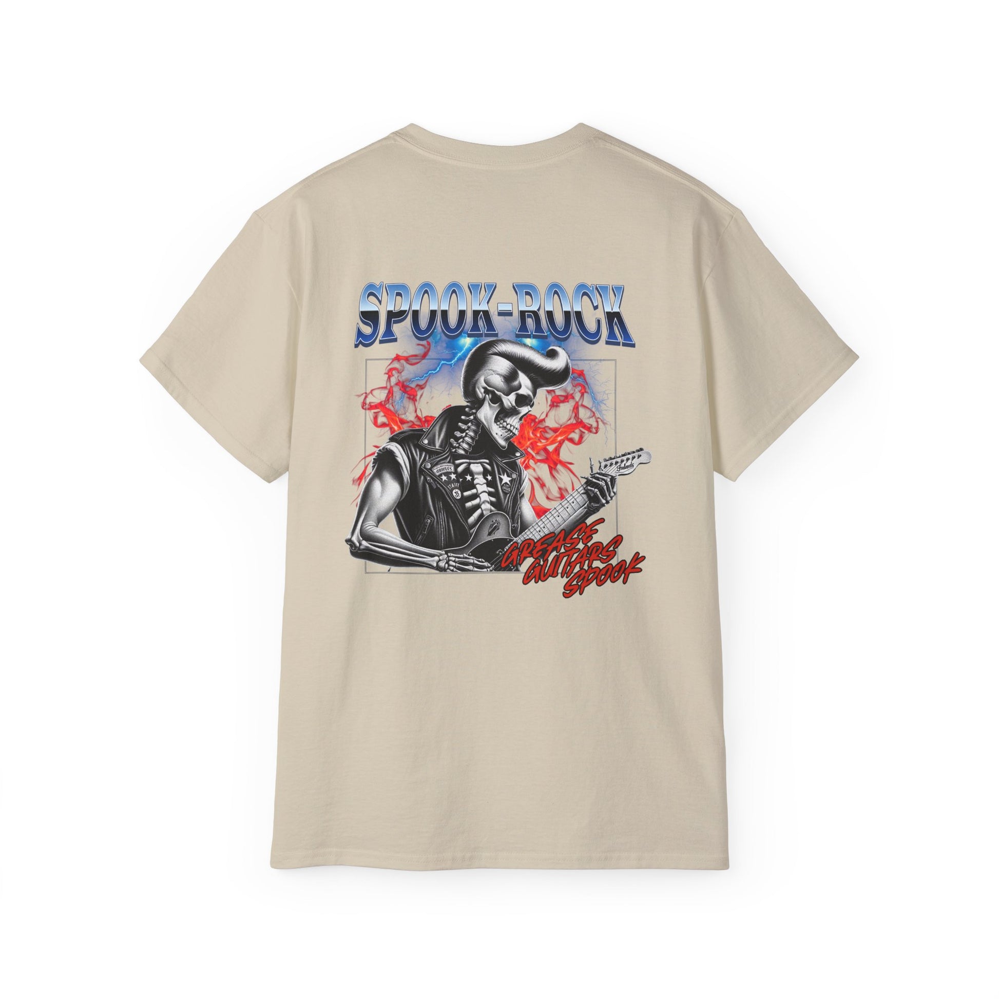 Spook-Rock - Unisex Cotton Tee (Back) - Damned Threads