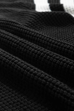 Striped & Checkered Turtleneck Dropped Shoulder Sweater - Damned Threads