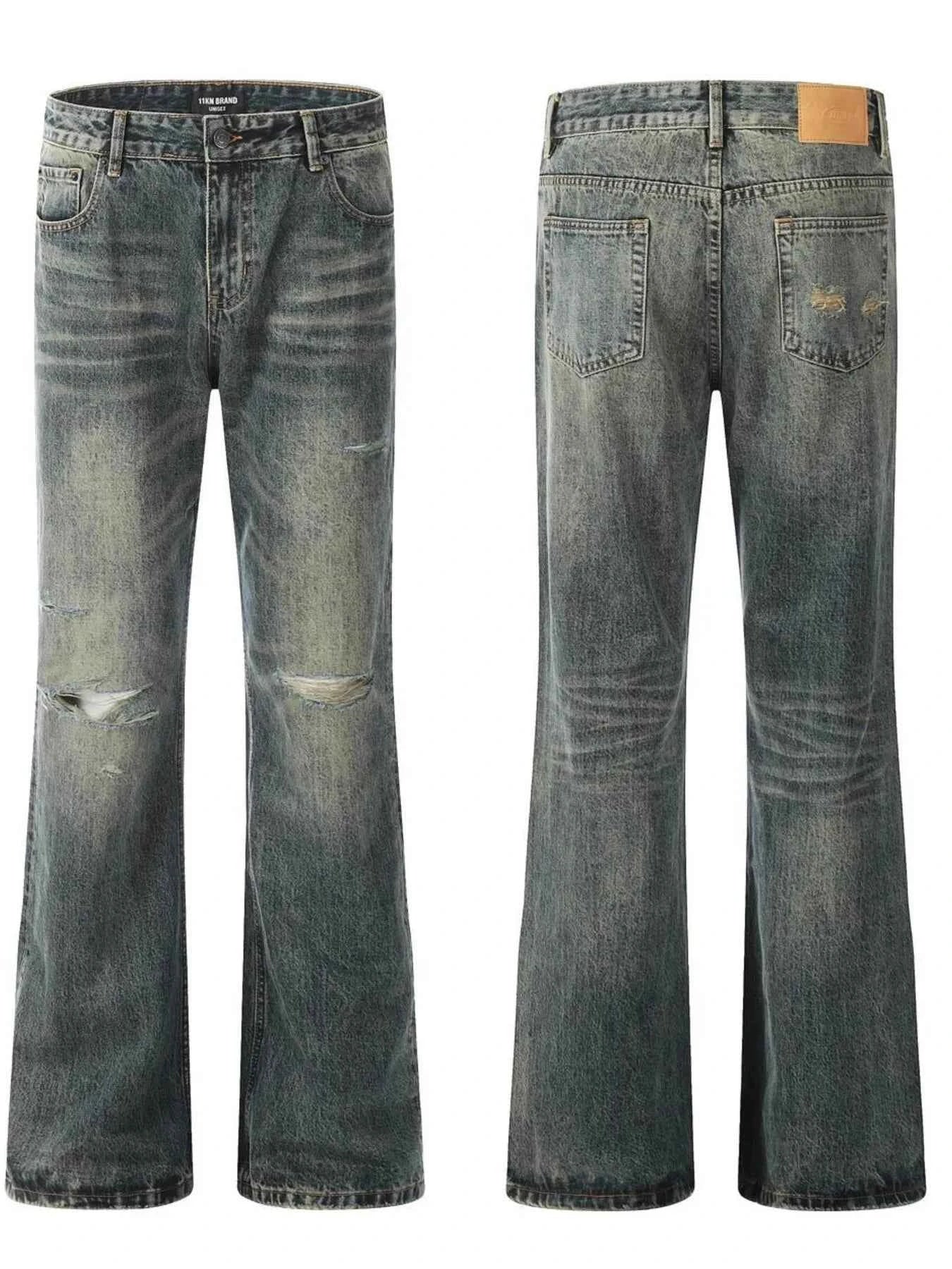 Men's Vintage Distressed Flare Jeans