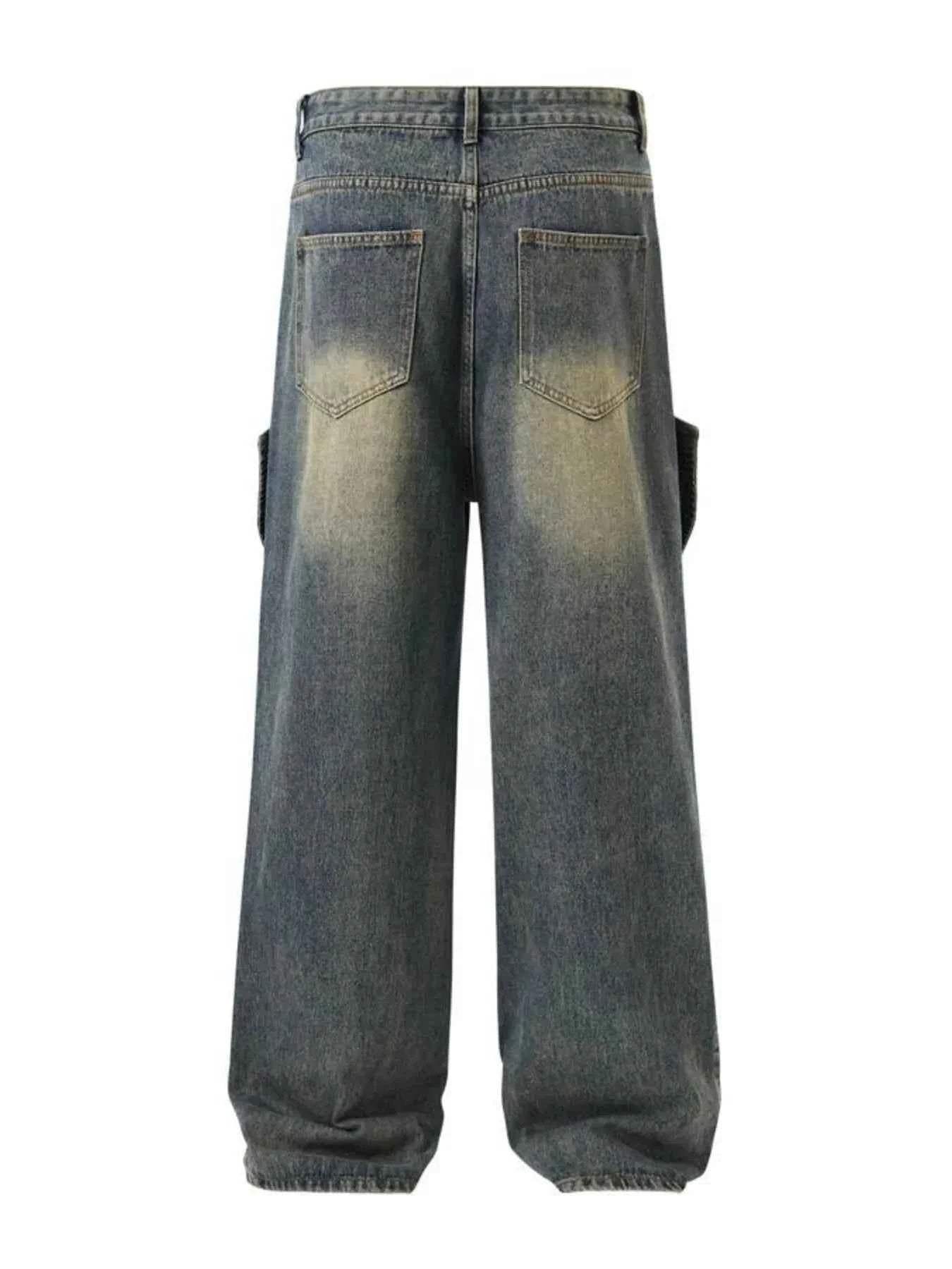 Men's Full Size Washed Cargo Wide Leg Jeans Plus Size