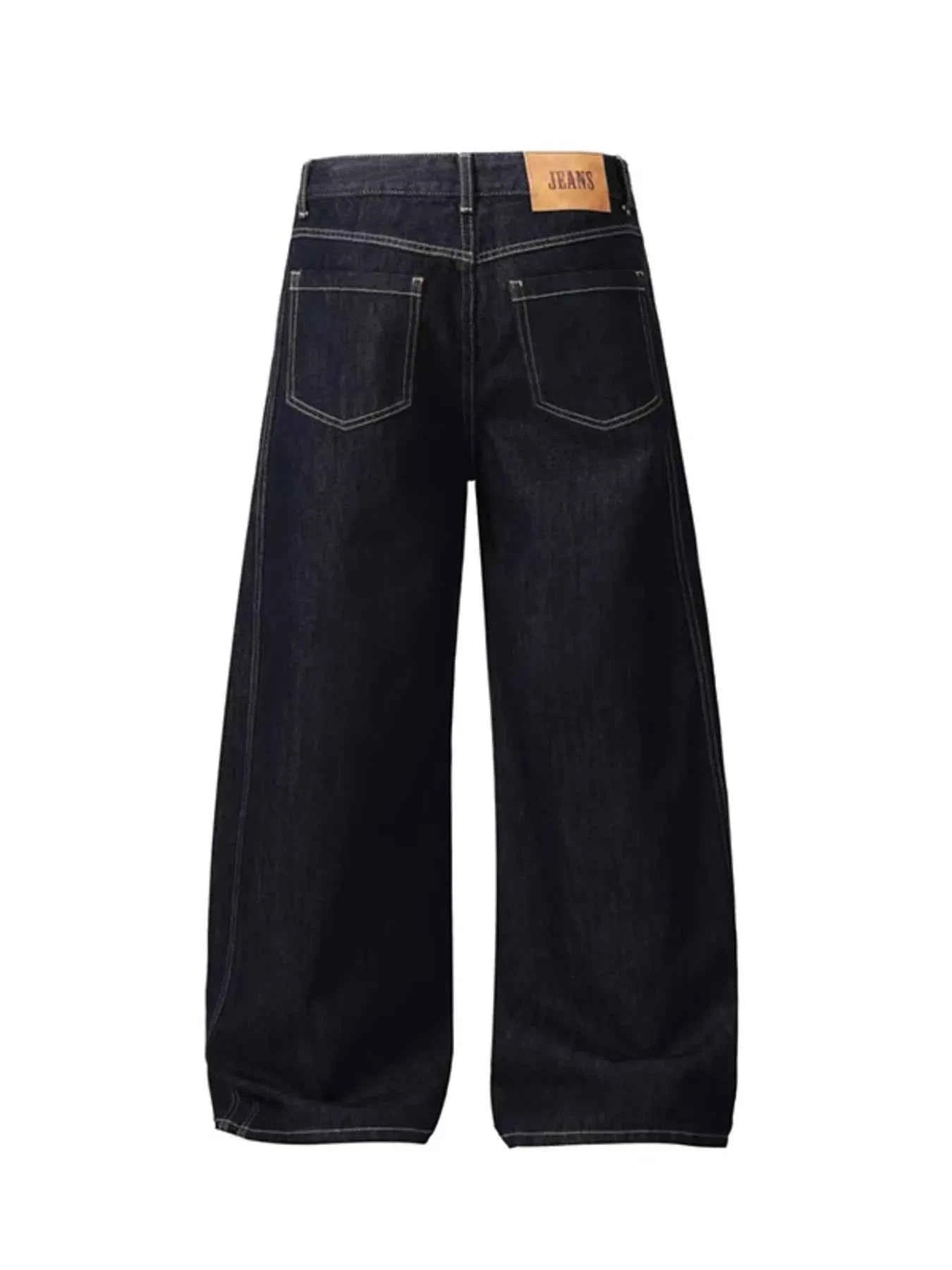 Men's Wide Leg Contrast Stitch Jeans
