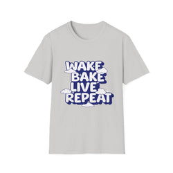 Wake Bake Live Repeat - Unisex T-Shirt (Front) - Damned Threads