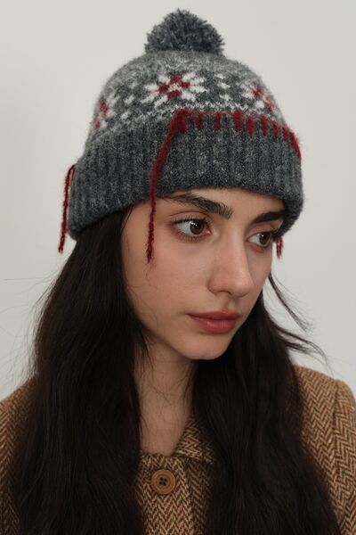 Seam Trim Geometric Knit Hat - Damned Threads