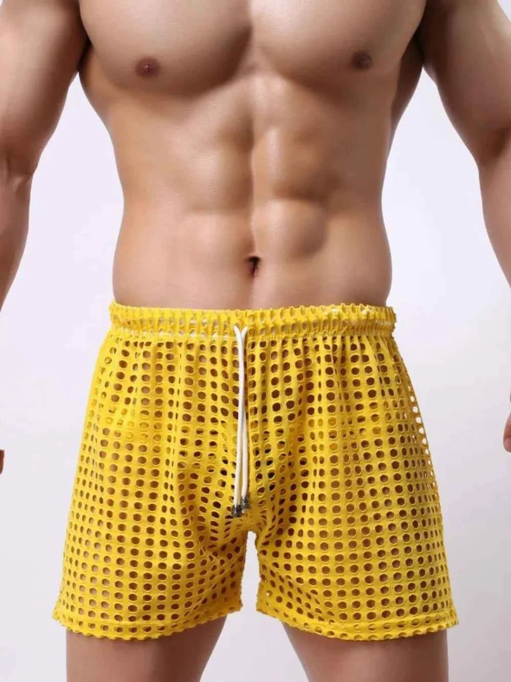Men's Openwork Drawstring Shorts