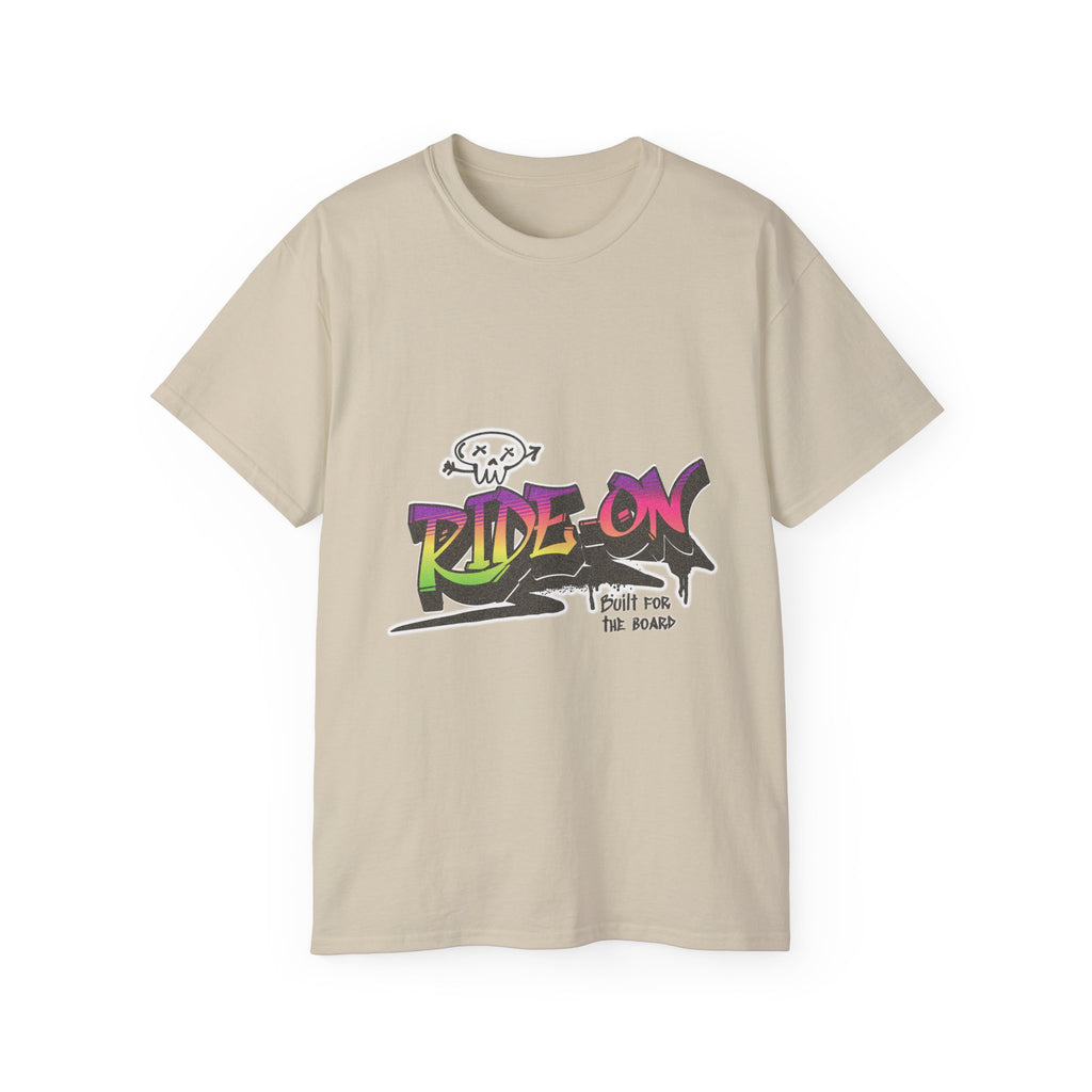Ride-On - Unisex Cotton Tee (Front) - Damned Threads