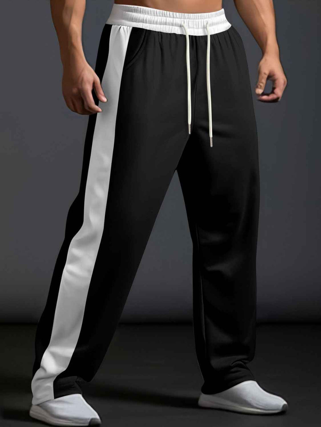 Men's Full Size Drawstring Contrast Wide Leg Pants Plus Size - Damned Threads