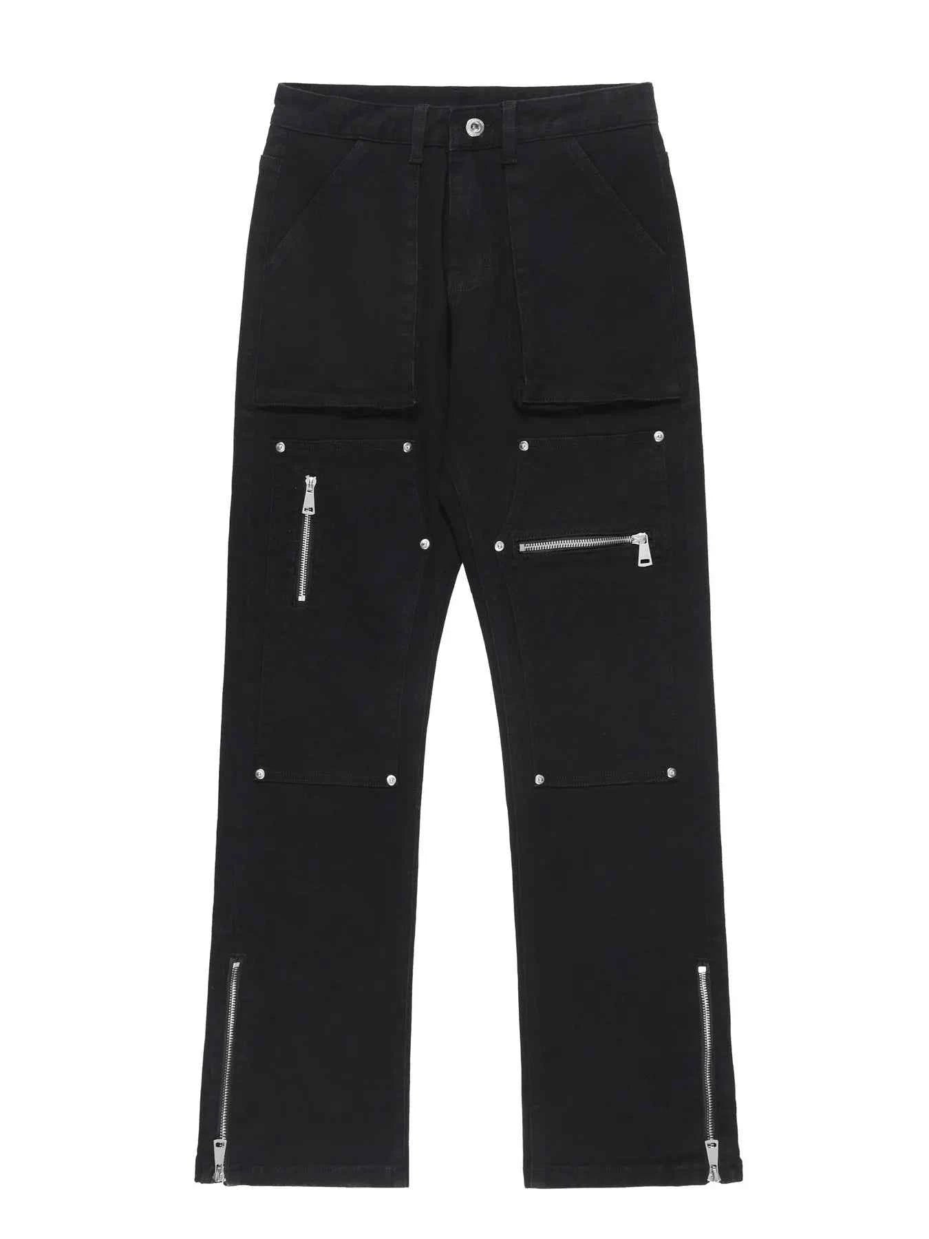 Men's Multi-Pocket Pants with Zipper Details