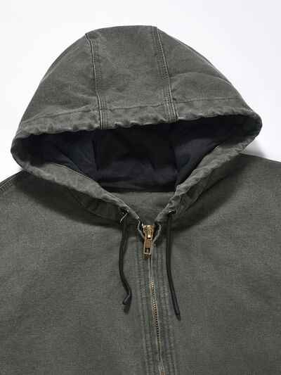 Men's Zip Up Washed Hooded Jacket - Damned Threads