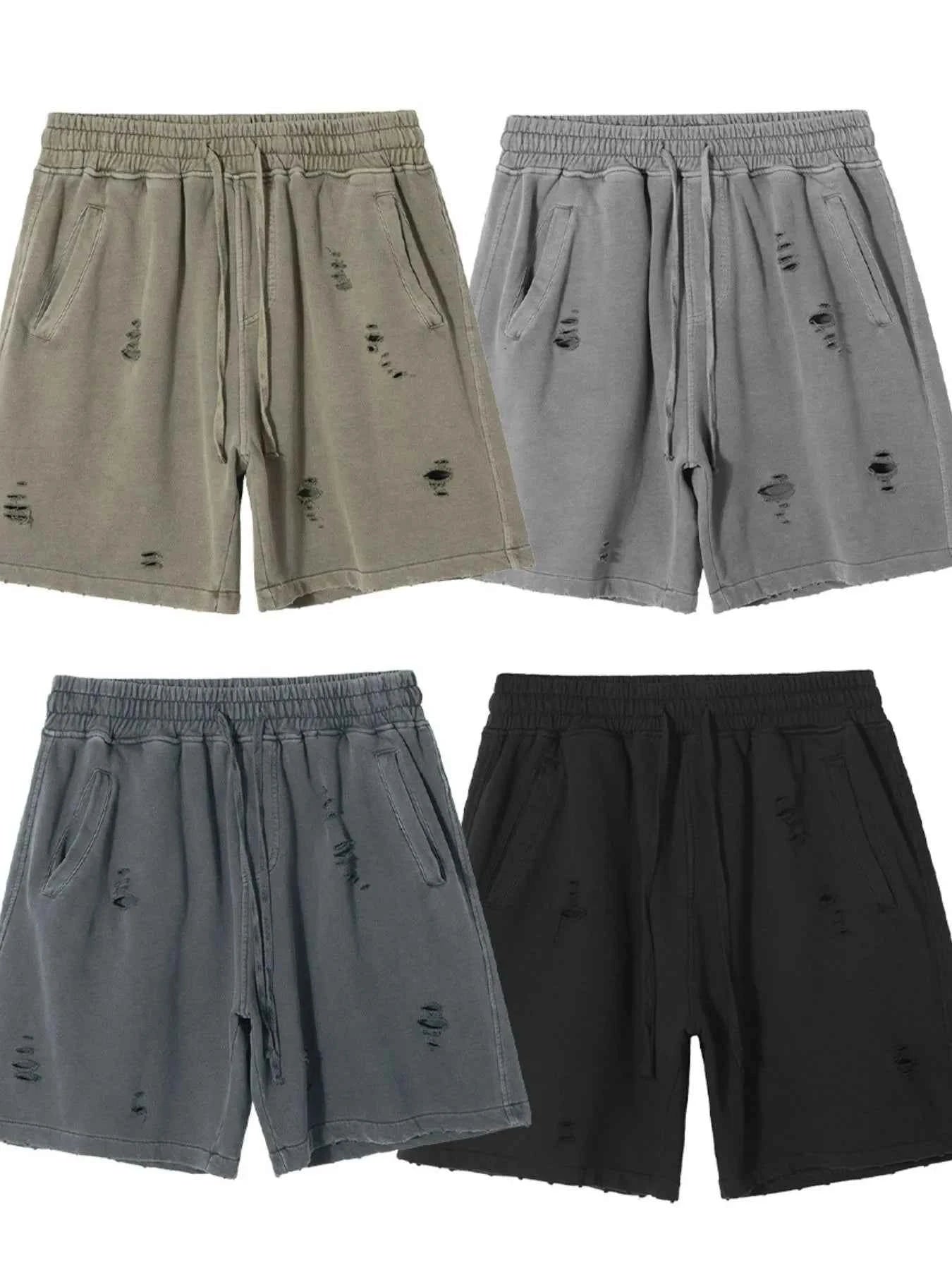 Men's Distressed Drawstring Shorts