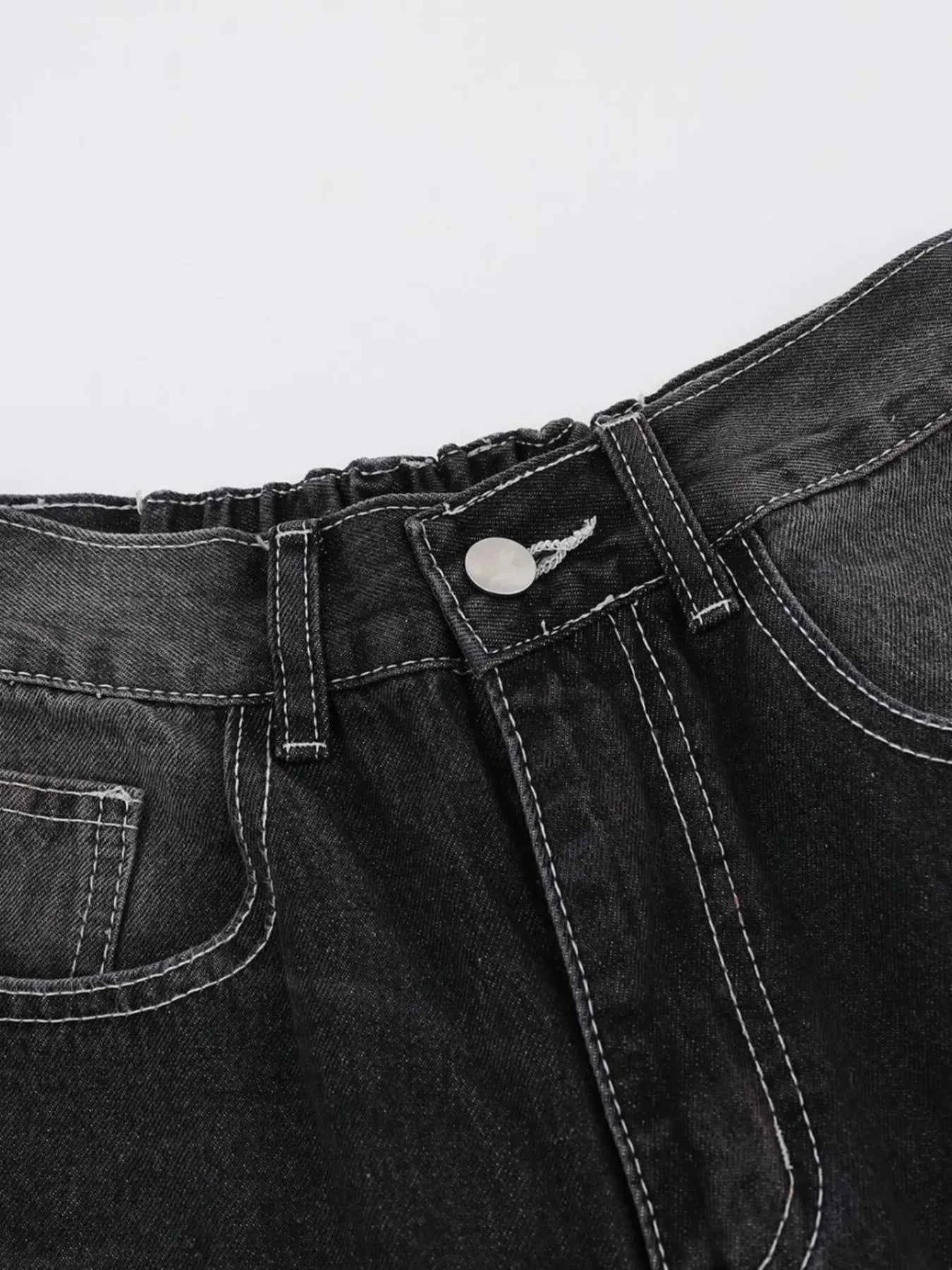 Men's Vintage Washed Wide Leg Denim Jeans