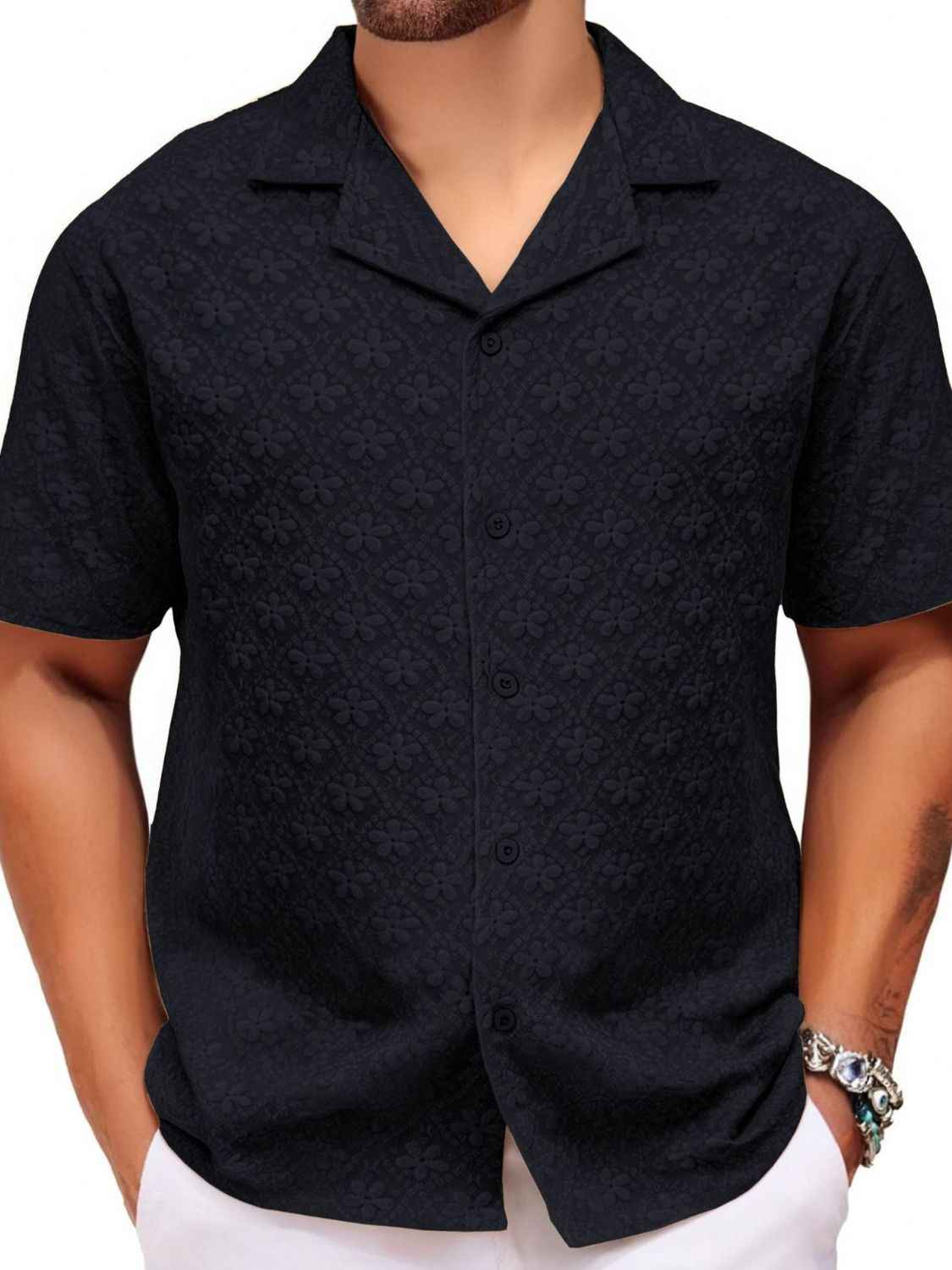Men's Plus Size Button Down Short Sleeve Shirt
