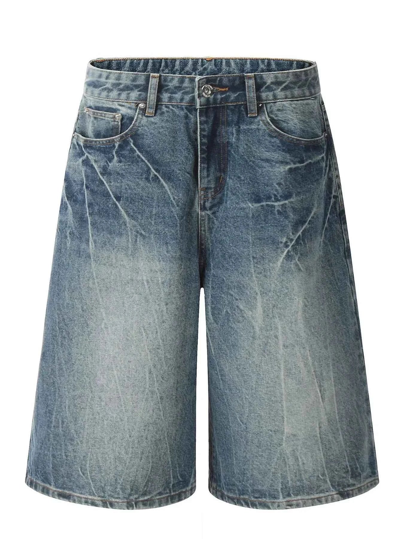 Men's Wash Wide-Leg Denim Shorts