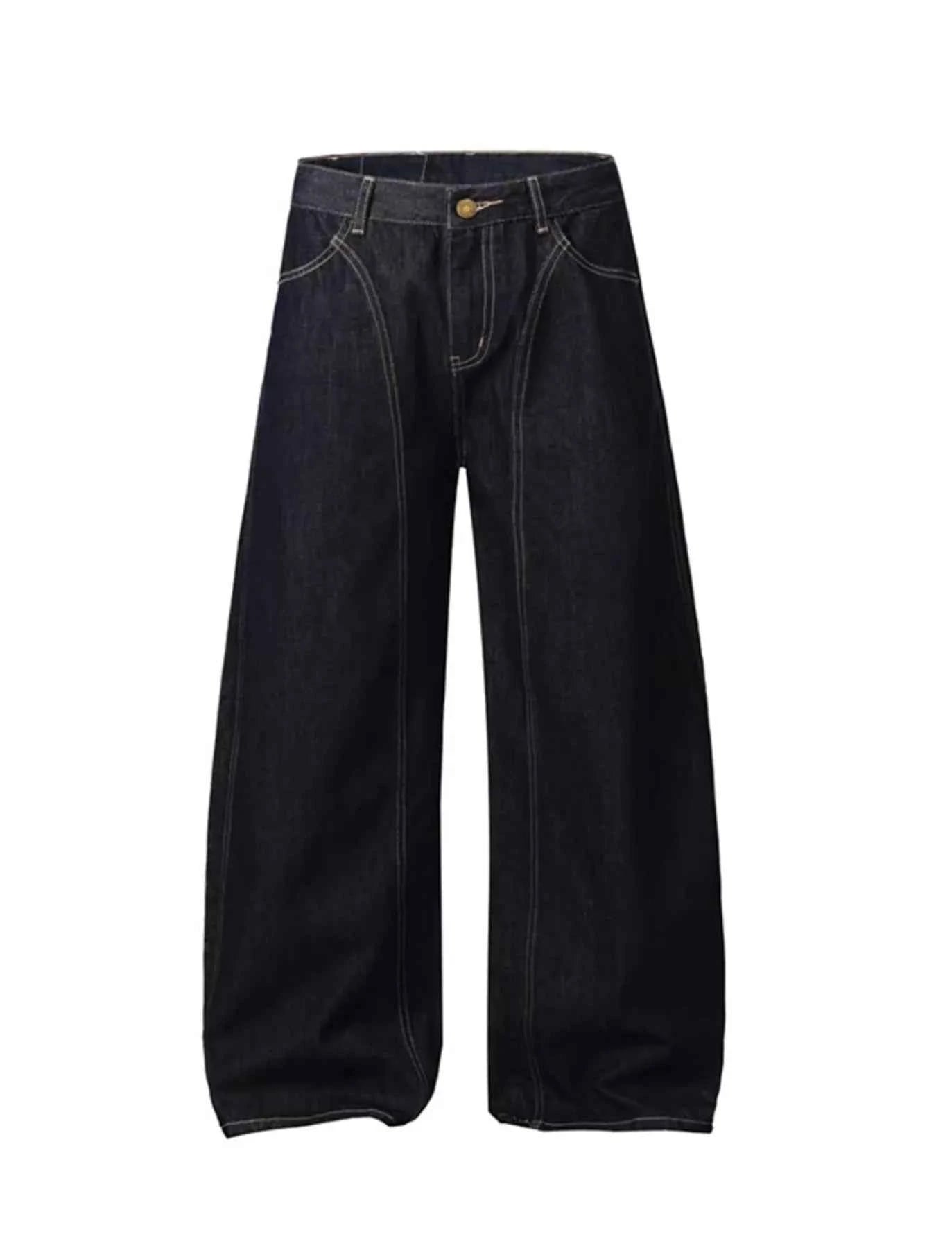 Men's Wide Leg Contrast Stitch Jeans