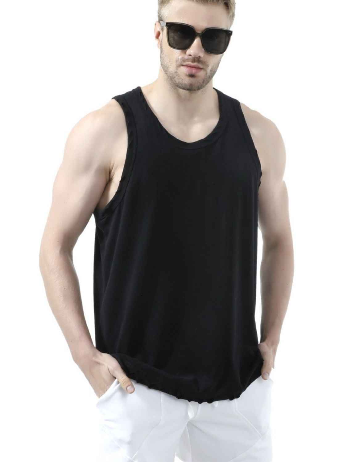 Men's Distressed Hem Tank - Damned Threads