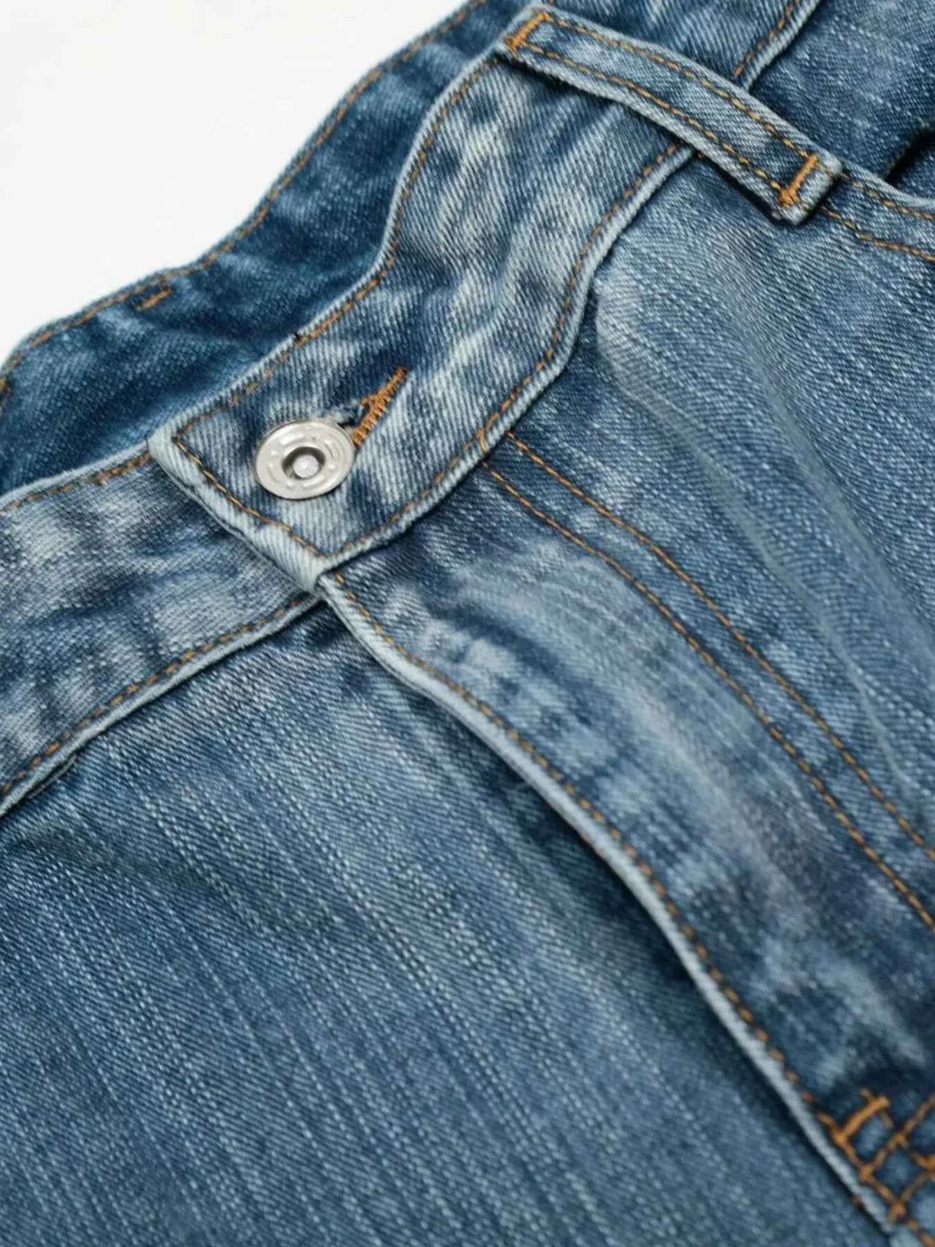 Men's Floral Trim Wide Leg Denim Shorts