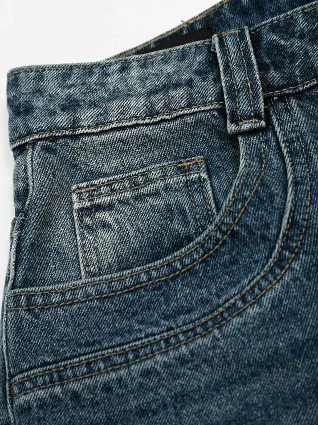 Men's Pearl Embellished Wide Leg Denim Shorts