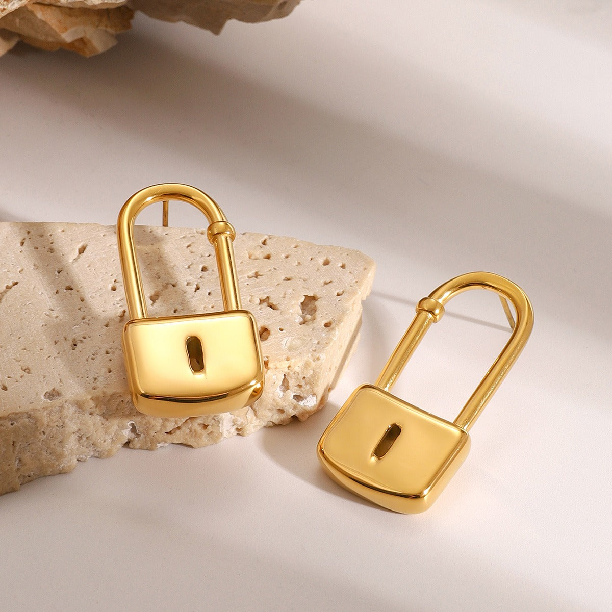 18K Gold Lock Earrings - Damned Threads