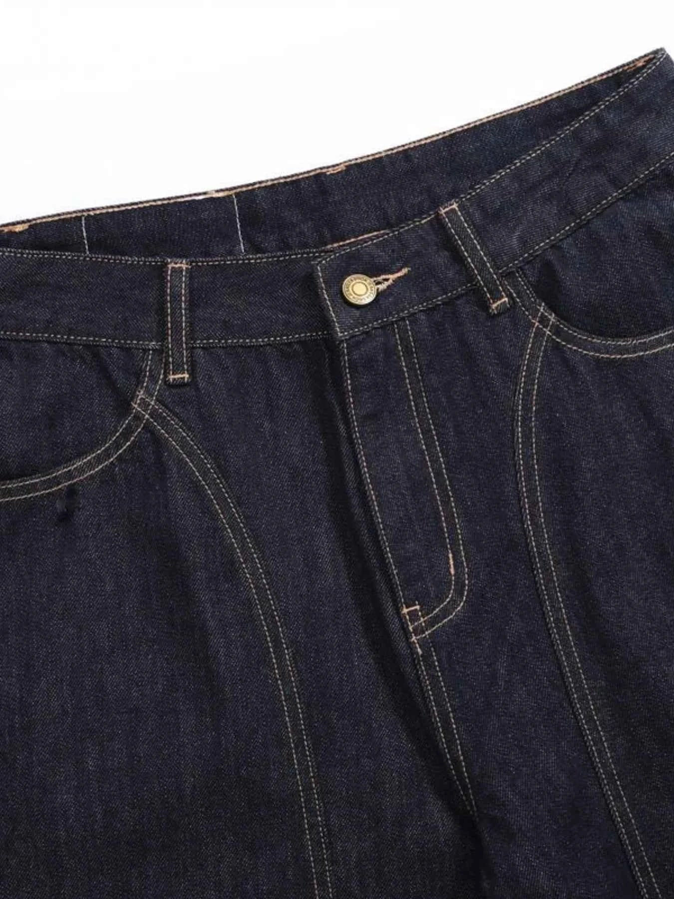 Men's Wide Leg Contrast Stitch Jeans