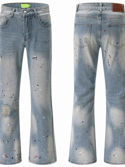 Men's Washed Distressed Bootcut Jeans