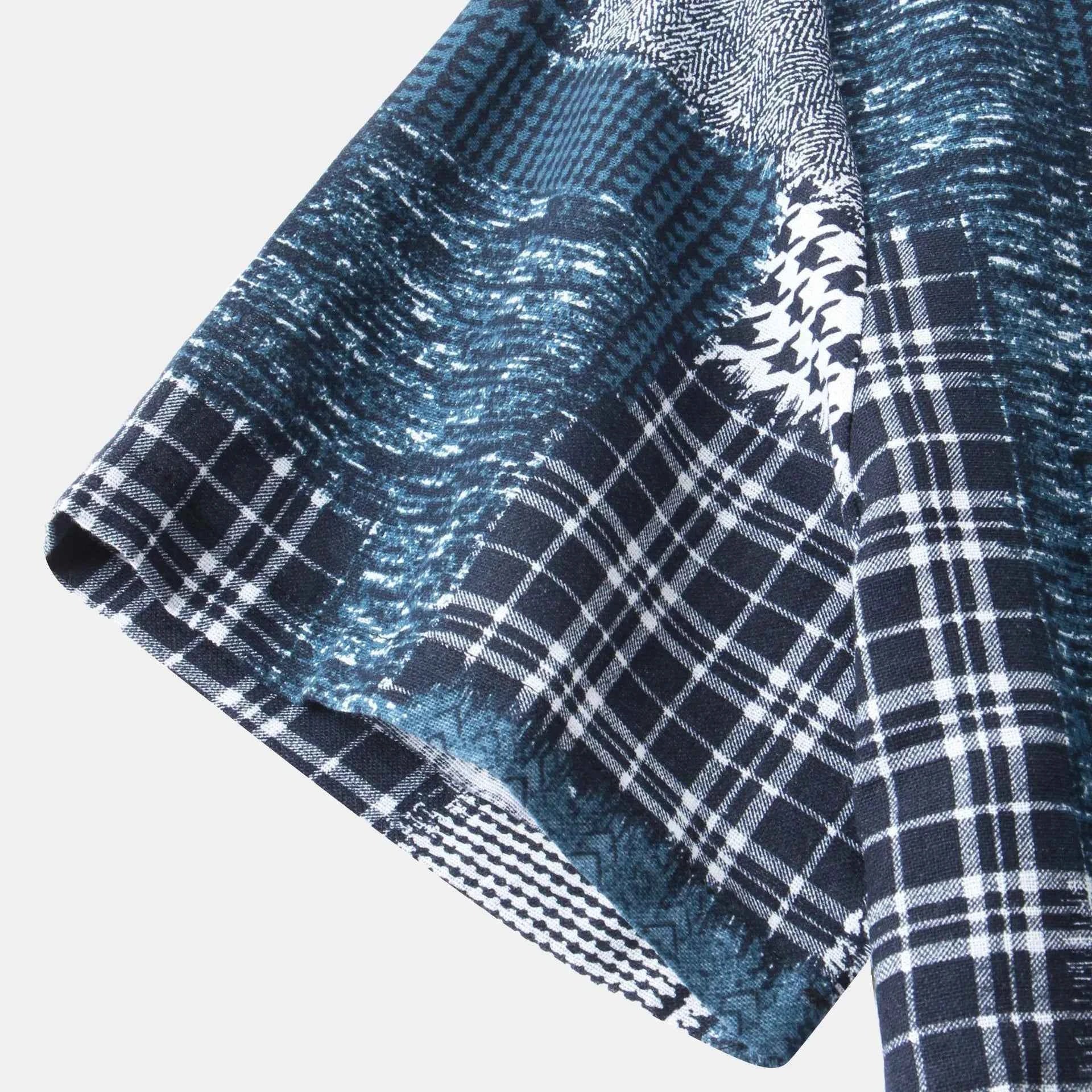 Men's Plus Size Plaid Short Sleeve Button-Up Shirt