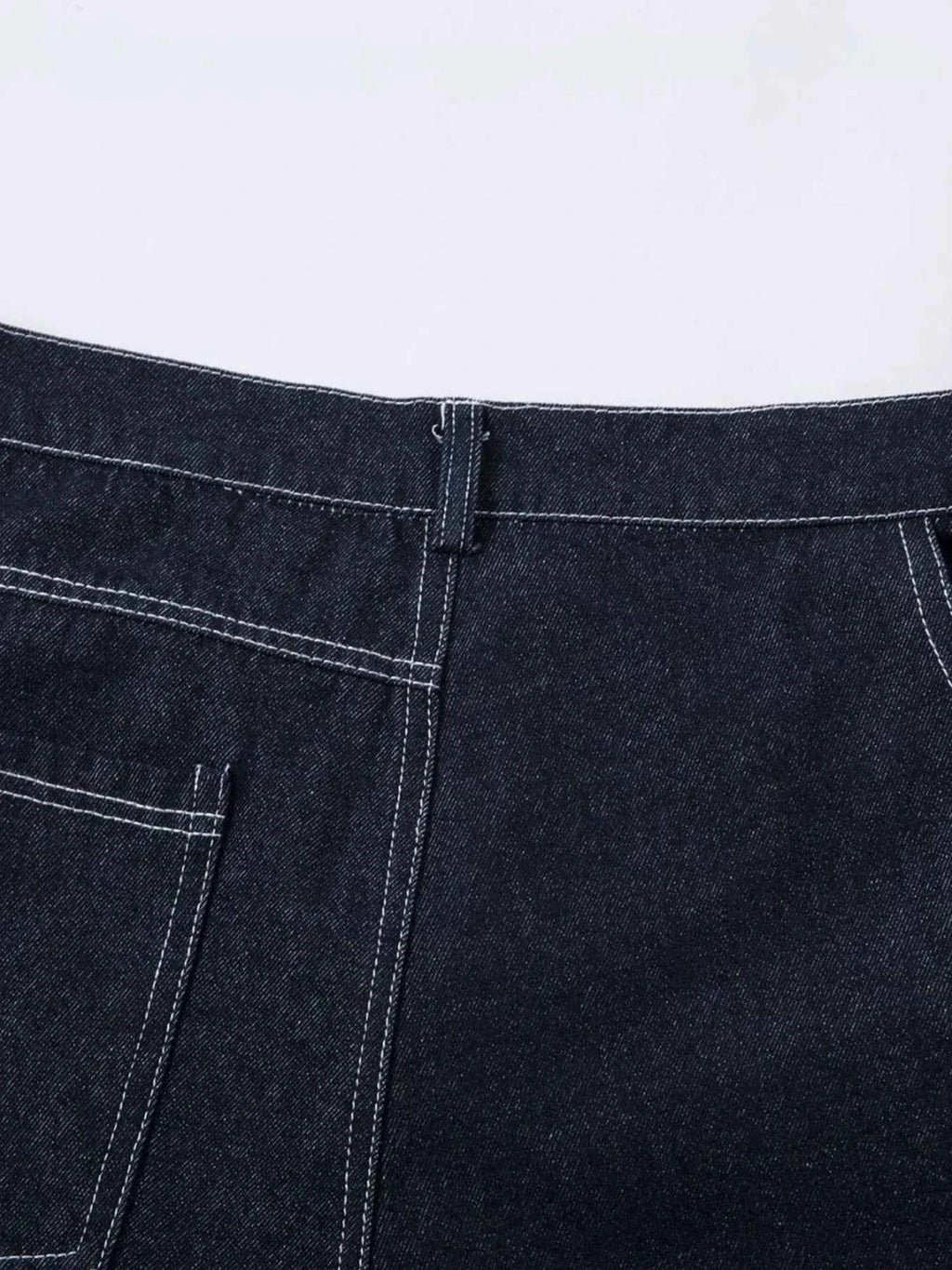 Men's High Waist Contrast Stitching Curved Jeans