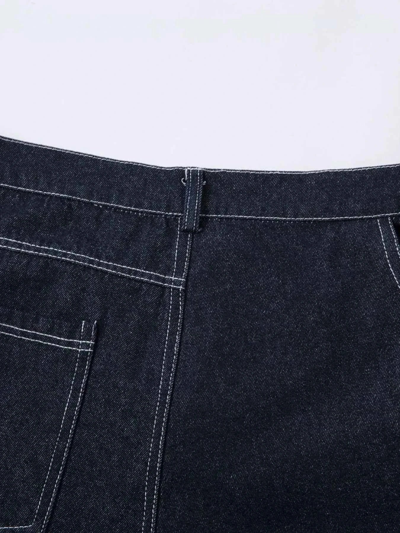 Men's High Waist Contrast Stitching Curved Jeans