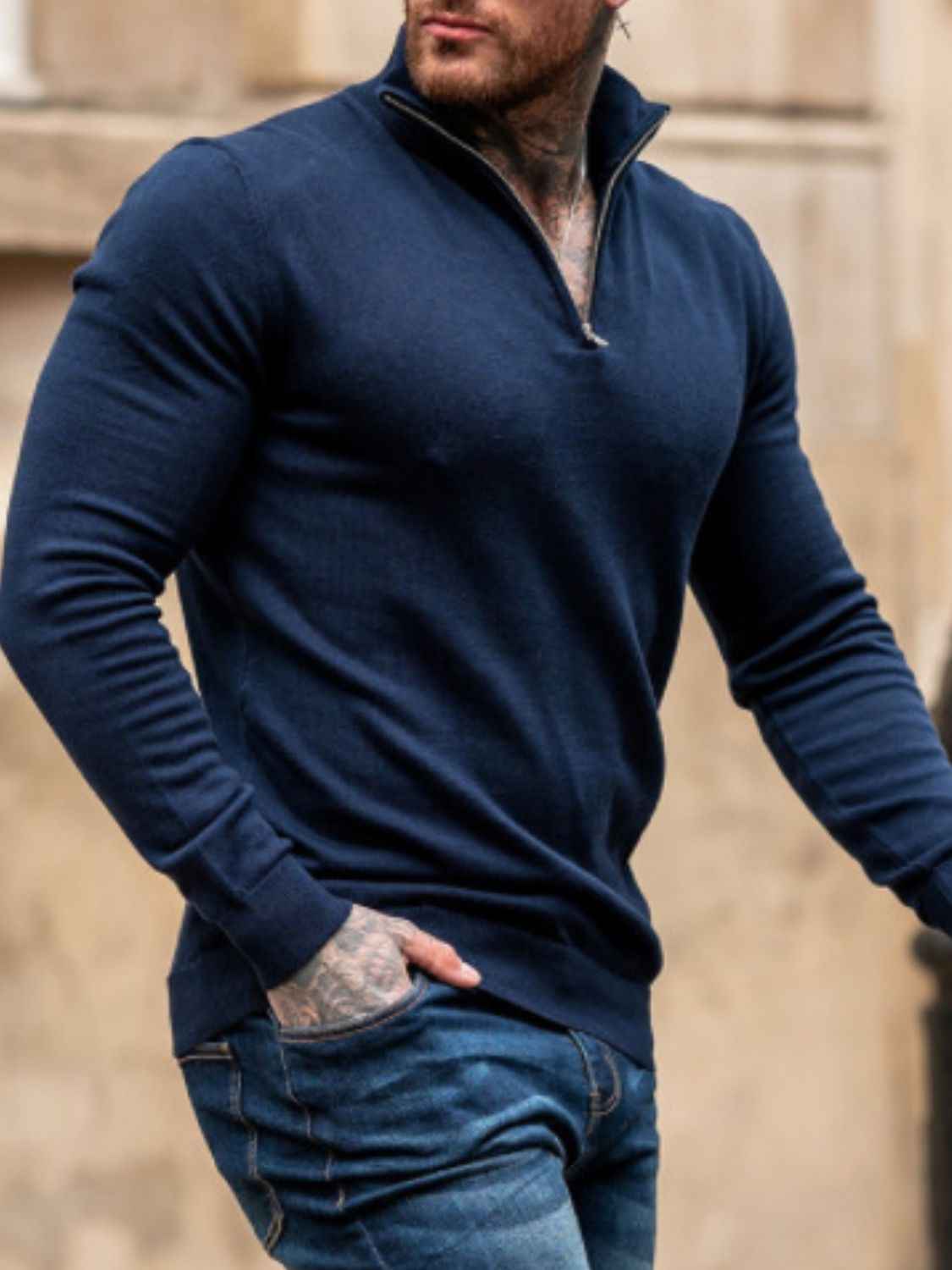 Men's Plus Size Quarter Zip Long Sleeve Knit Top - Damned Threads