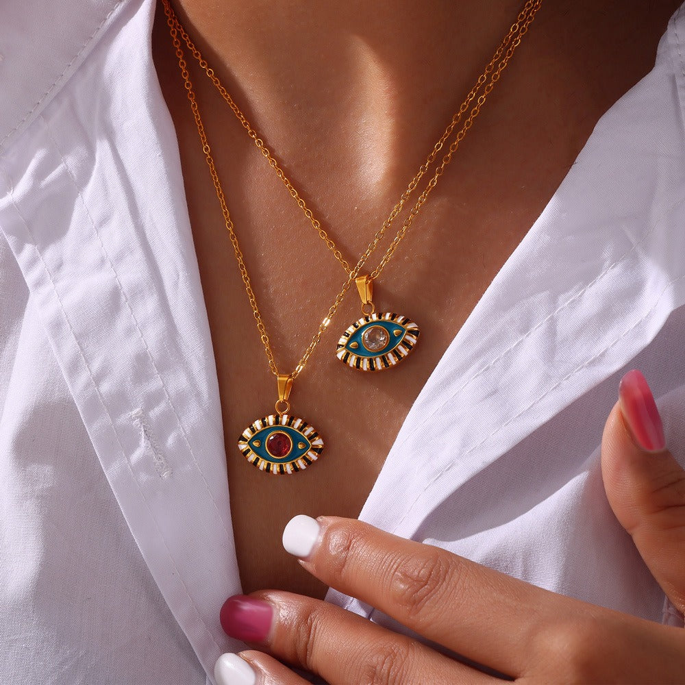 18K Gold Devil Eye Diamond Necklace - Damned Threads